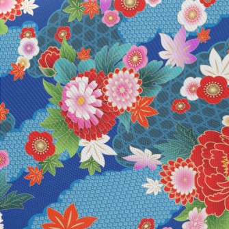 Bright Japanese Flowers Midweight Cotton Poplin