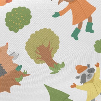 Small Animals Playing In The F Midweight Cotton Poplin