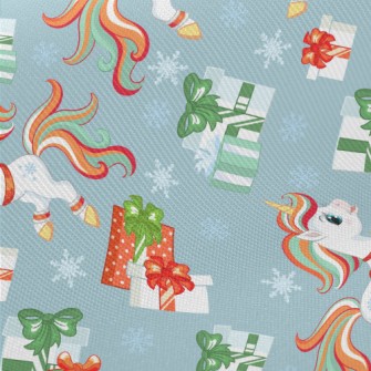 Christmas Color Unicorn Midweight Cotton Poplin