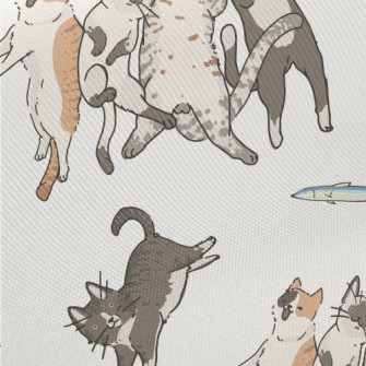 Snatch The Little Fish Cat Midweight Cotton Poplin