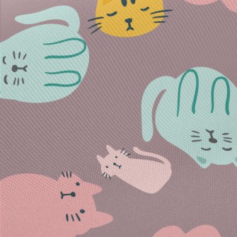 Cute Cat Family Midweight Cotton Poplin