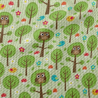 Owl On A Tree Birdseye Piqué
