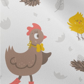 Rooster And Chicken Family Chiffon