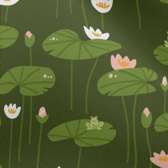 Lotus Flowers And Leaves Chiffon