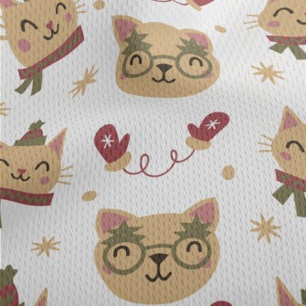 Kitten Dress Up For Warm Winte Athletic Mesh Flat Back