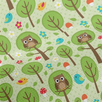 Owl On A Tree Performance Linen