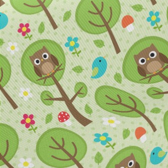 Owl On A Tree Twill