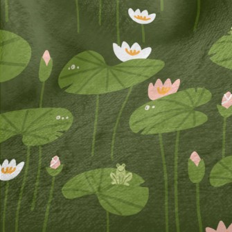 Lotus Flowers And Leaves Minky