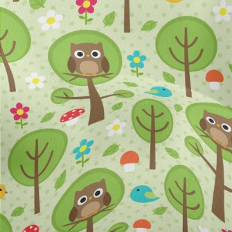 Owl On A Tree Lightweight Performance Linen
