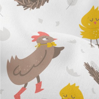 Rooster And Chicken Family Lightweight Performance Linen
