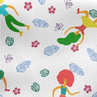 Lively Dancing People Jersey Backed Fleece