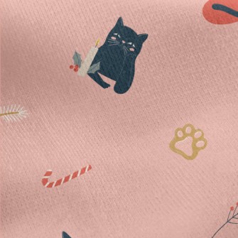 Black Cat Loves Christmas Jersey Backed Fleece