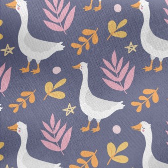 Slow Walking White Goose Jersey Backed Fleece