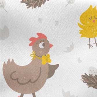 Rooster And Chicken Family Jersey Backed Fleece