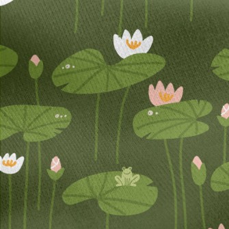 Lotus Flowers And Leaves Jersey Backed Fleece