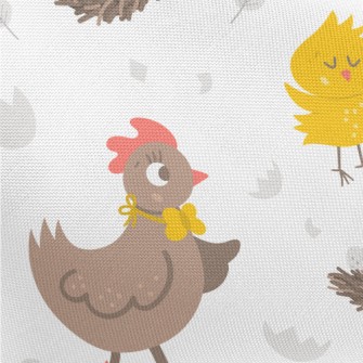 Rooster And Chicken Family Pongee