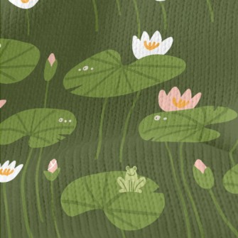 Lotus Flowers And Leaves Stretch Jersey