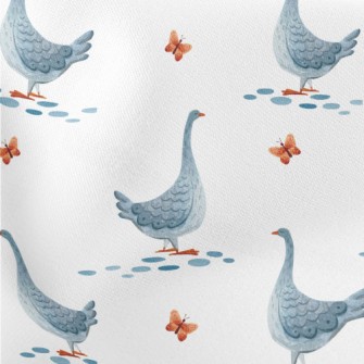 Beautiful Watercolor Goose Lightweight Cotton Poplin