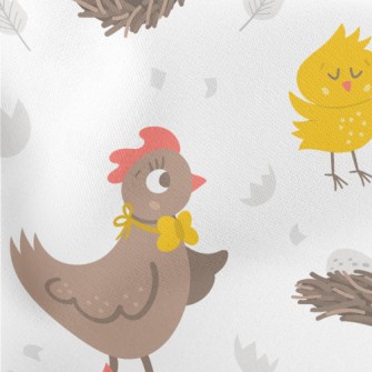 Rooster And Chicken Family Lightweight Cotton Poplin