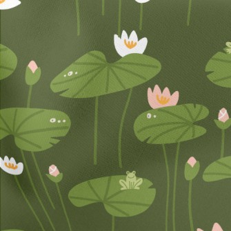 Lotus Flowers And Leaves Lightweight Cotton Poplin