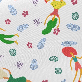 Lively Dancing People Midweight Cotton Poplin