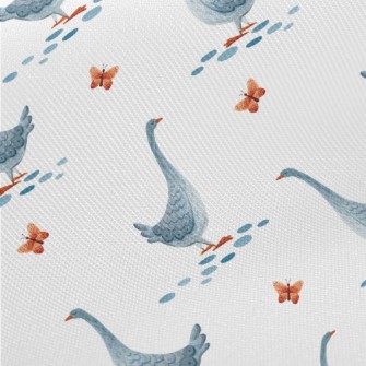 Beautiful Watercolor Goose Midweight Cotton Poplin