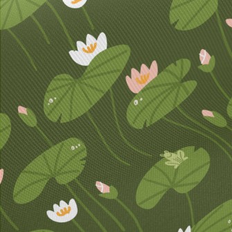 Lotus Flowers And Leaves Midweight Cotton Poplin