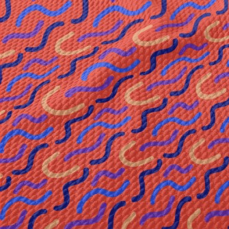 Wavy Curved Lines Birdseye Piqué