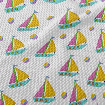 Contrast Three-color Boat Birdseye Piqué