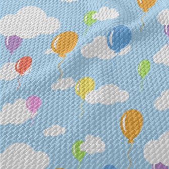 Colorful Balloons Flying Into  Birdseye Piqué