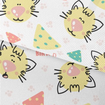 Happy Birthday Cartoon Cat Waterproof Oxford