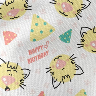 Happy Birthday Cartoon Cat Waterproof Canvas
