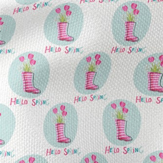 Pink Rain Boots Flowers Waterproof Canvas