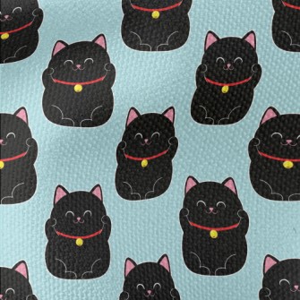 Smiling Little Black Cat Waterproof Canvas