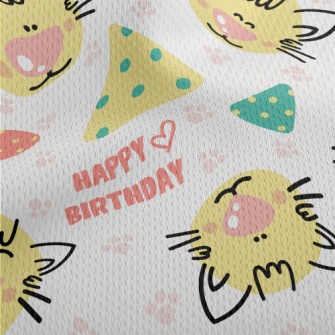 Happy Birthday Cartoon Cat Athletic Mesh Flat Back