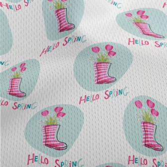 Pink Rain Boots Flowers Athletic Mesh Flat Back