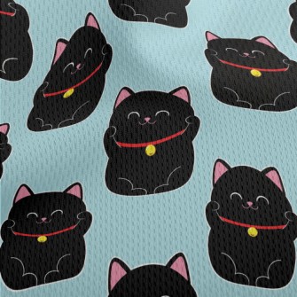 Smiling Little Black Cat Athletic Mesh Flat Back