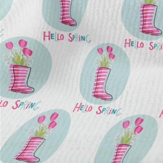 Pink Rain Boots Flowers Terry