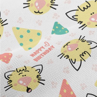 Happy Birthday Cartoon Cat Performance Linen