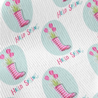 Pink Rain Boots Flowers Standard Corduroy