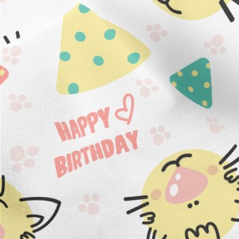 Happy Birthday Cartoon Cat Micro Fleece