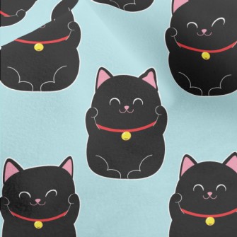 Smiling Little Black Cat Micro Fleece