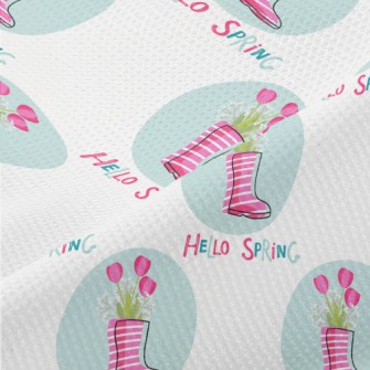 Pink Rain Boots Flowers Piqué