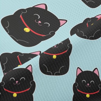 Smiling Little Black Cat Piqué