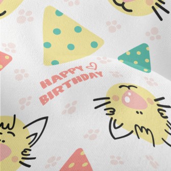 Happy Birthday Cartoon Cat Lightweight Performance Linen