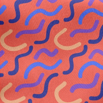 Wavy Curved Lines Jersey Backed Fleece