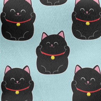 Smiling Little Black Cat Jersey Backed Fleece