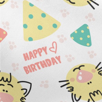 Happy Birthday Cartoon Cat Pongee