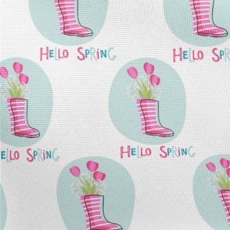 Pink Rain Boots Flowers Pongee