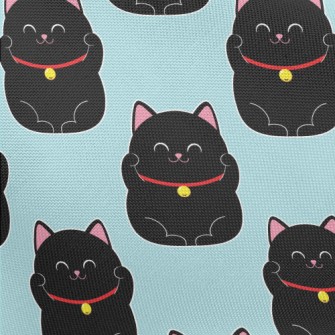 Smiling Little Black Cat Pongee